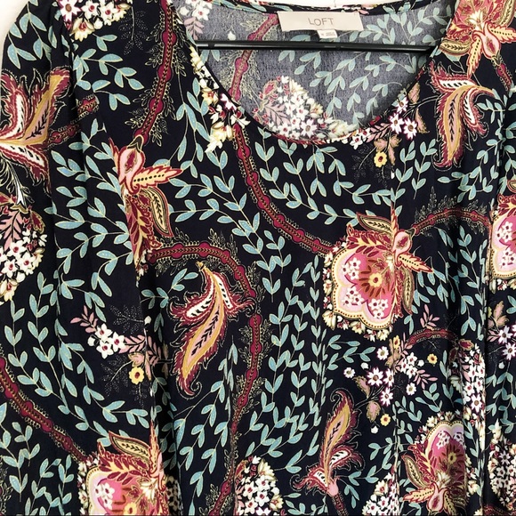 LOFT Floral Smocked Cuff Blouse - Picture 3 of 7